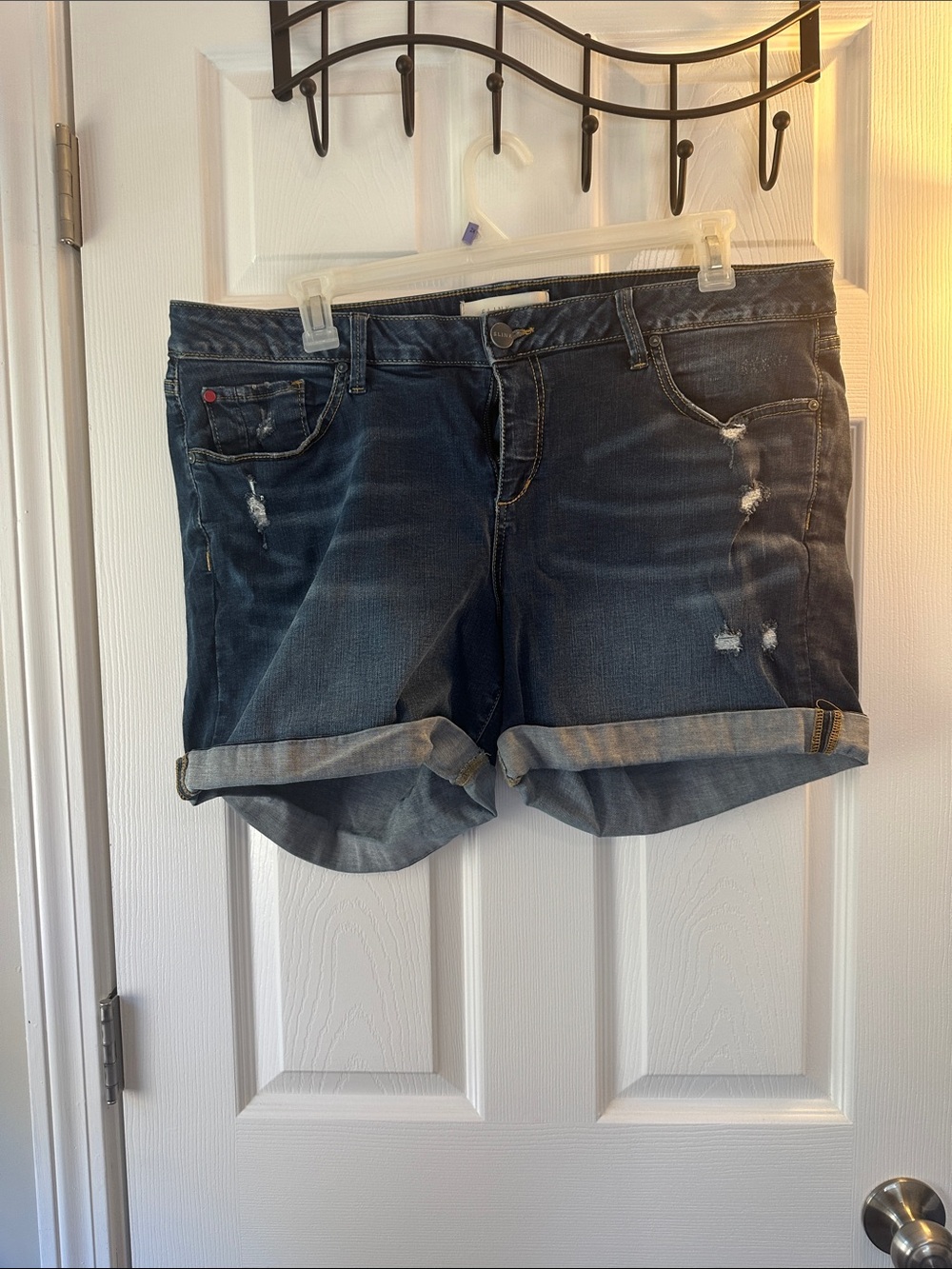 Rolled Cuff Dark Blue Denim Women’s Jean Shorts